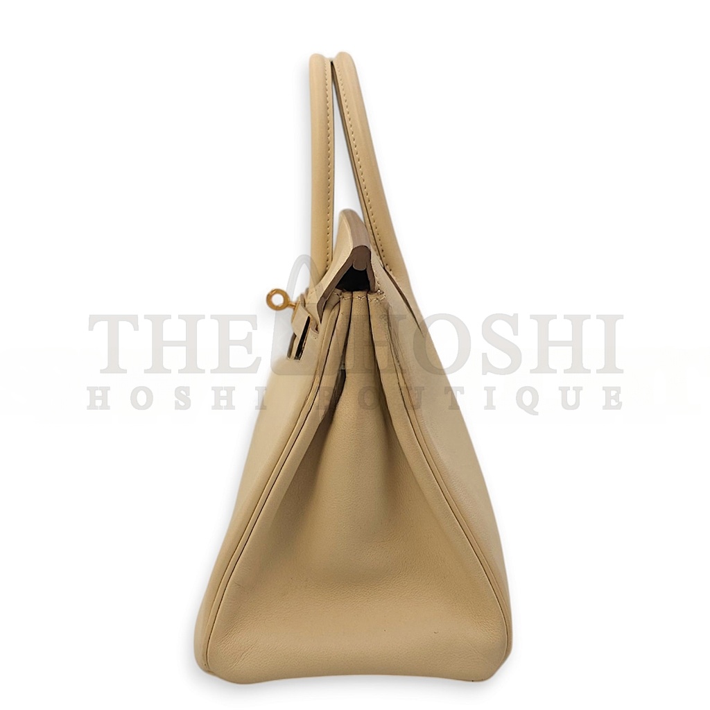 H**me5 BIRKIN 30 SWIFT LEATHER TRENCH COAT GREY GOLD BUTTONS BAG H049362CC01 (30*23*15cm) Master Quality